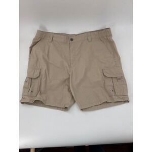 RedHead Brand Co Mens 44 Khaki Ripstop Cargo Shorts Tan Elastic Waist Outdoor